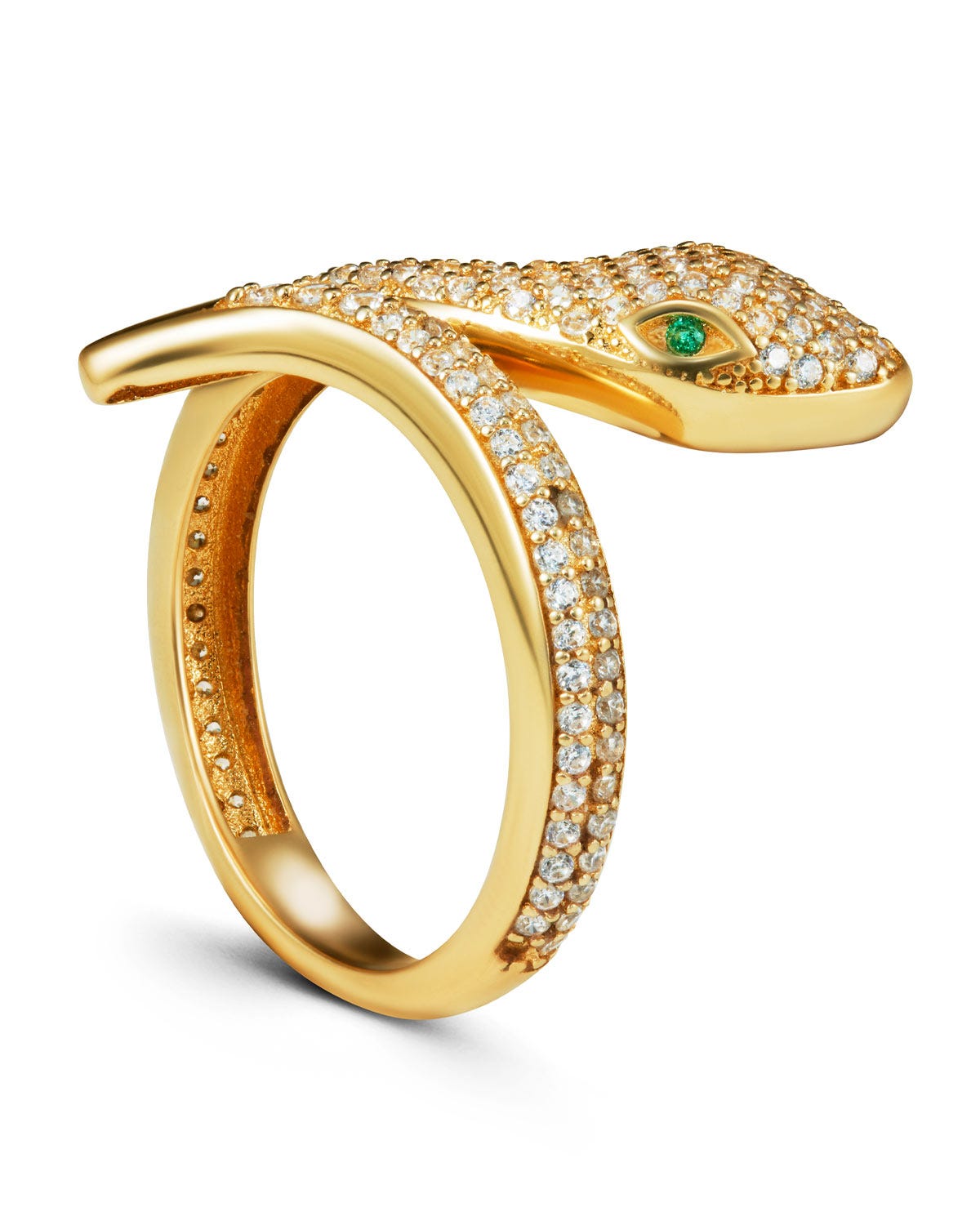 Anillo Oro Amarillo 14K con Zirconias Blancas y Verdes