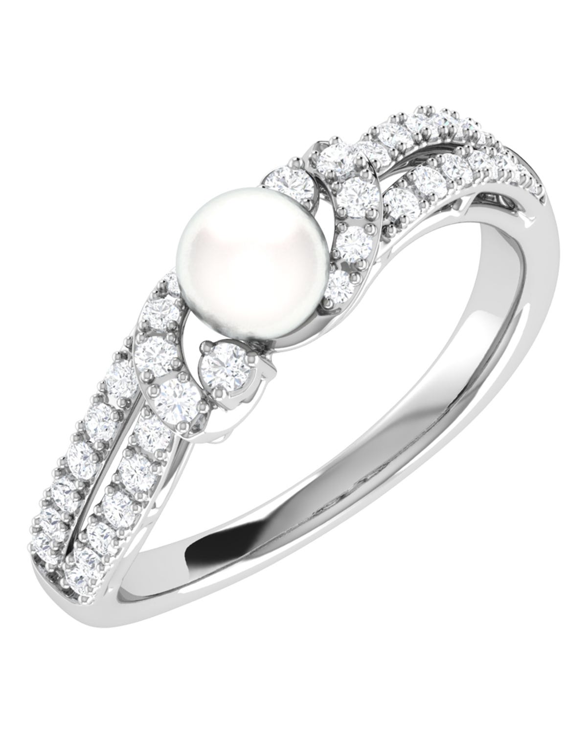 SURAJ-362-AN Anillo Oro Blanco 14K 26pts Diamante Perla