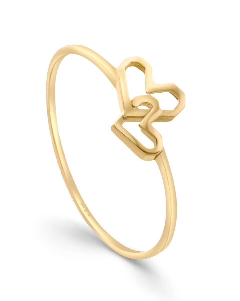 ANILLO DE CORAZON DE ORO AMARILLO 14K