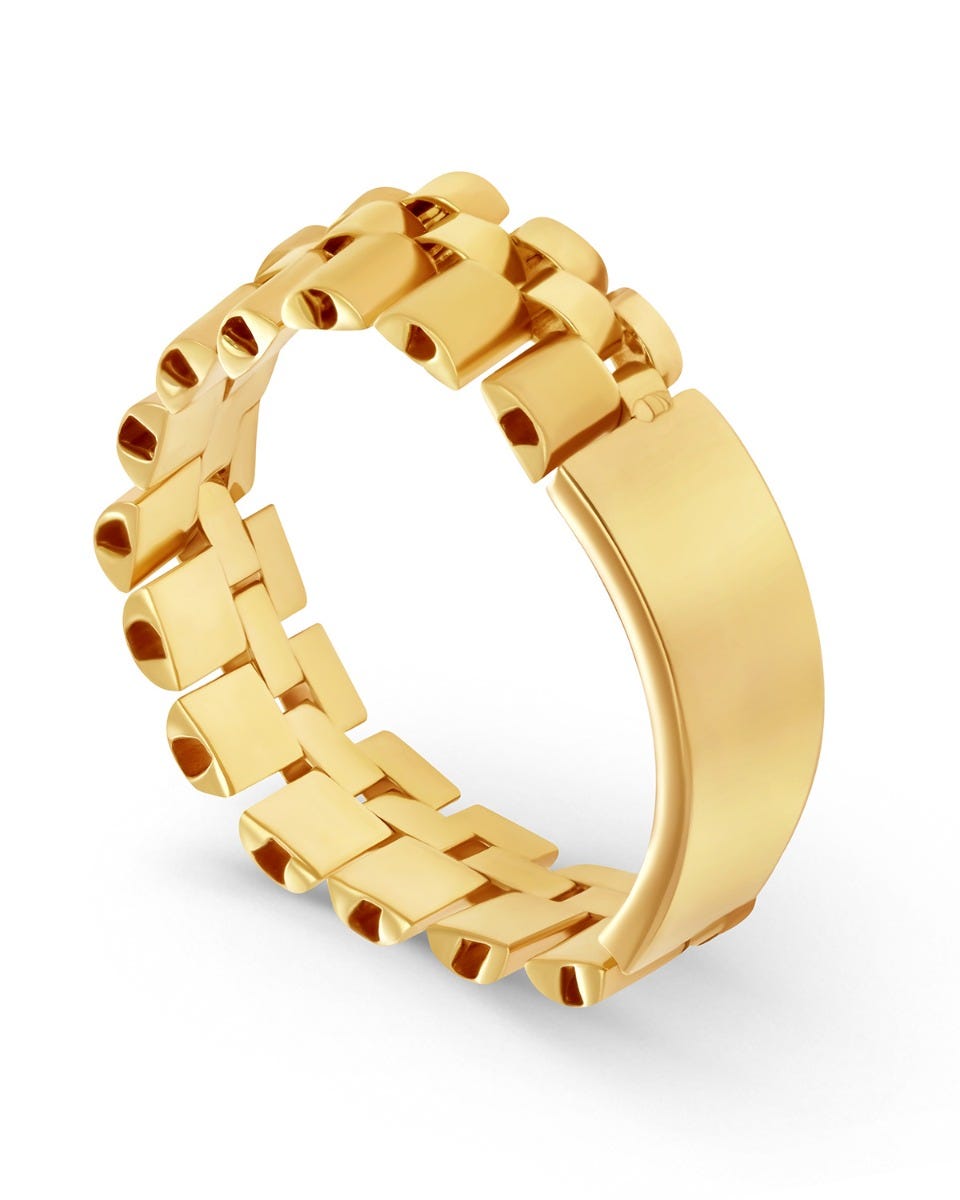 Anillo de oro amarillo 14K # 9 (6.5 MM) para mujer