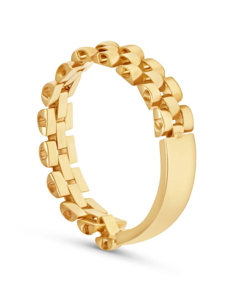 Anillo de oro amarillo 14K (5 MM) para mujer