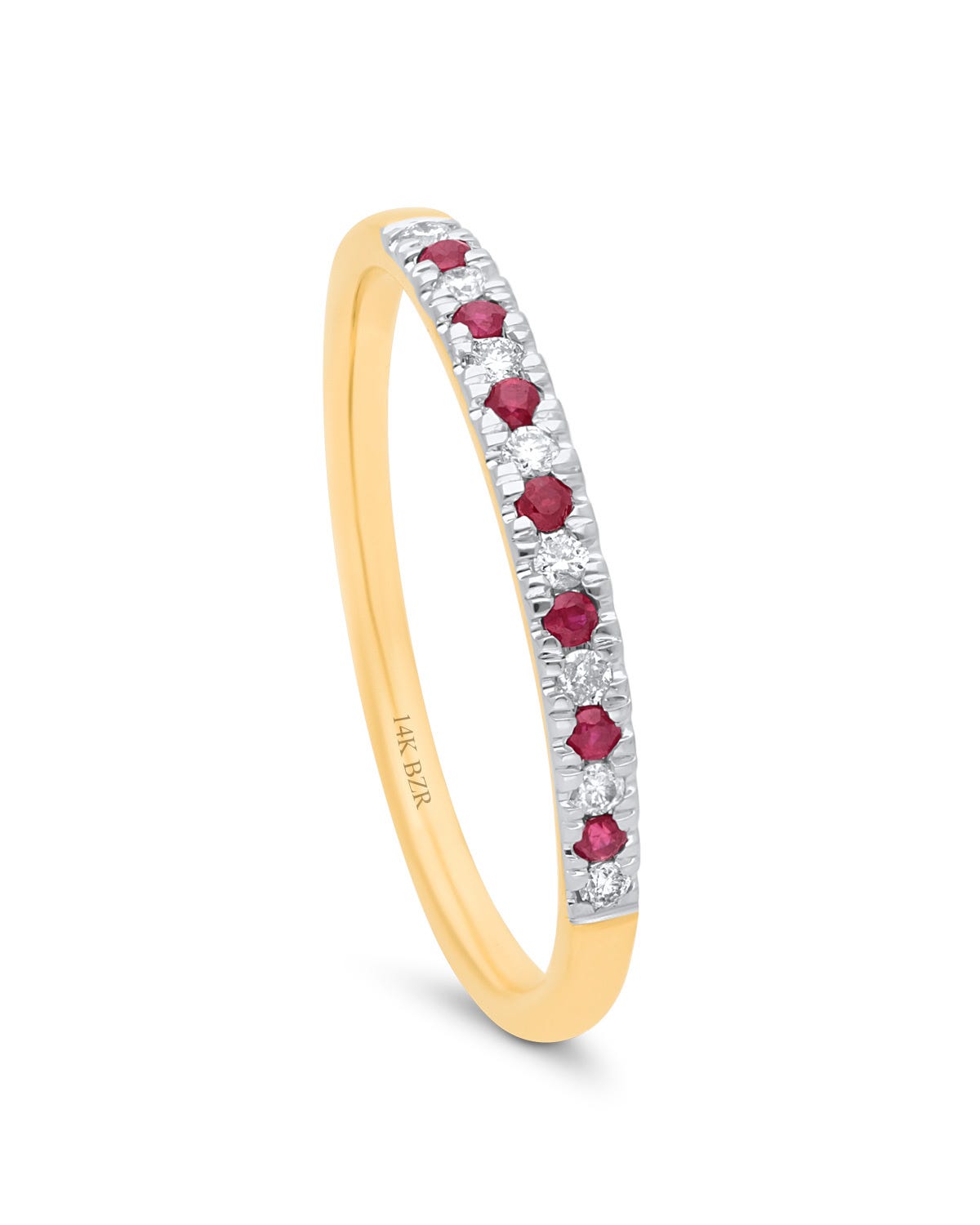 Churumbela de oro amarillo 14k con 10 pts de diamante y rubí 