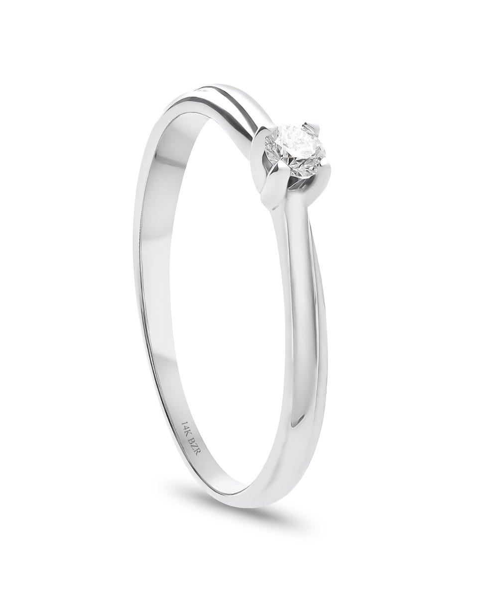Solitario de oro blanco 14 kt de 10pts. de diamante
