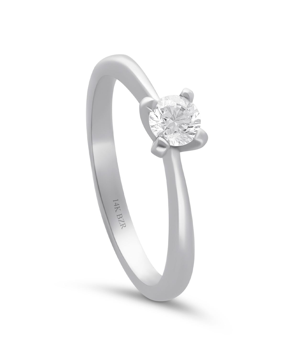 FON60-B-25 ANILLO SOLITARIO ORO BLANCO 14K CON BRILLANTE DE 25 PTS