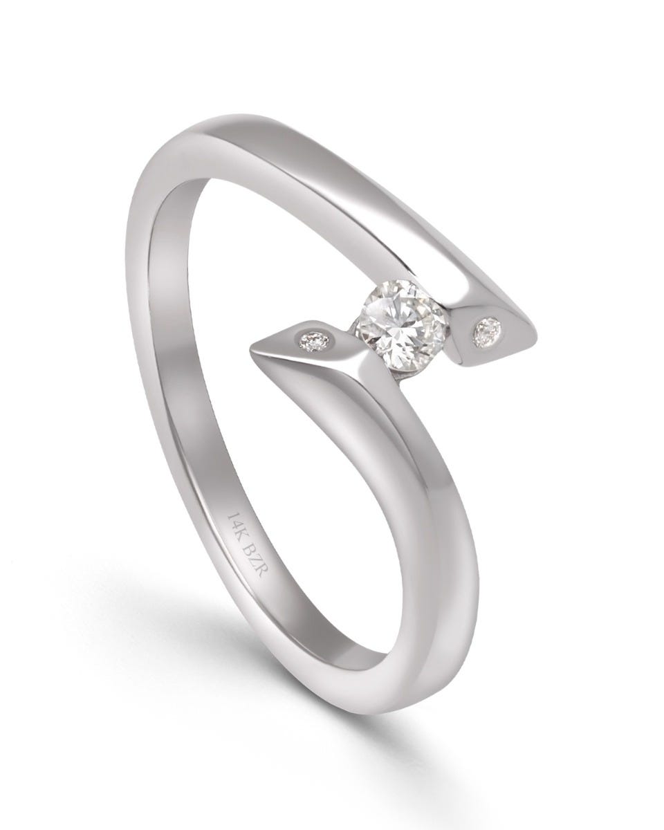 ANILLO DE COMPROMISO ORO BLANCO 14K CON 11PUNTOS DE DIAMANTE