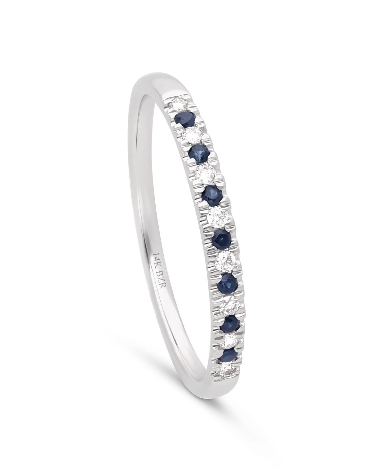 Churumbela de oro blanco 14k con 10 pts de diamante y zafiro