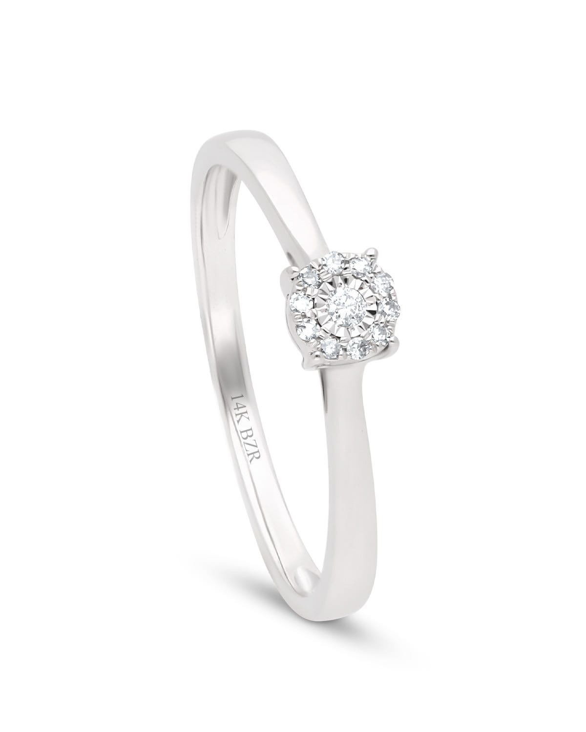 Solitario de oro blanco 14K con 5 pts de diamante 