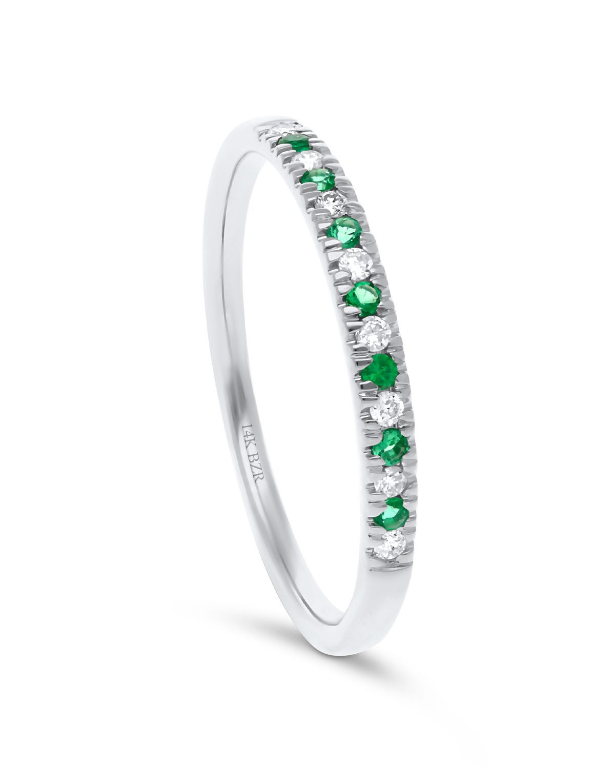 Churumbela de oro blanco 14K con 15 pts de diamante y esmeralda 