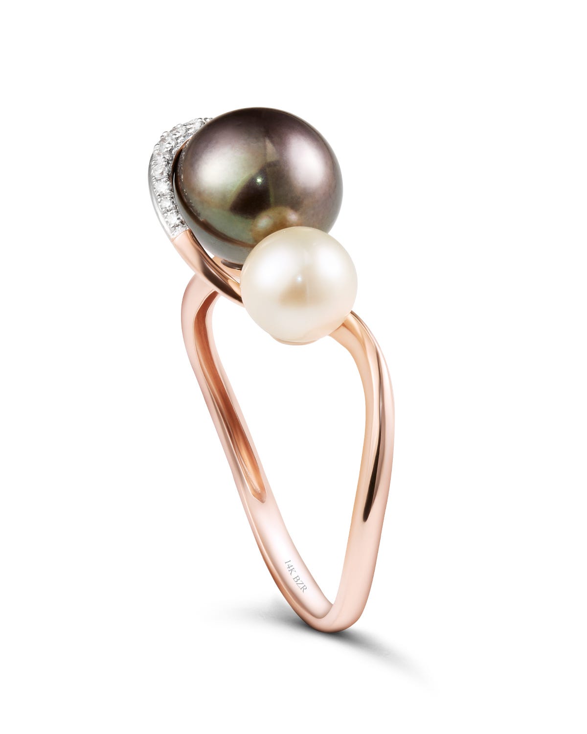 Anillo Oro Rosa 14K Diamante Perla