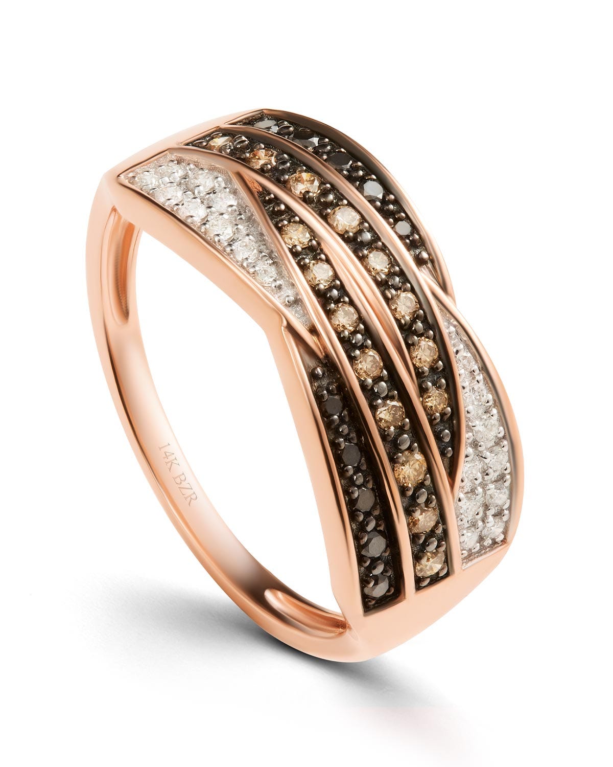 ASP-800-AN Anillo oro rosa 14k diamantes multicolores