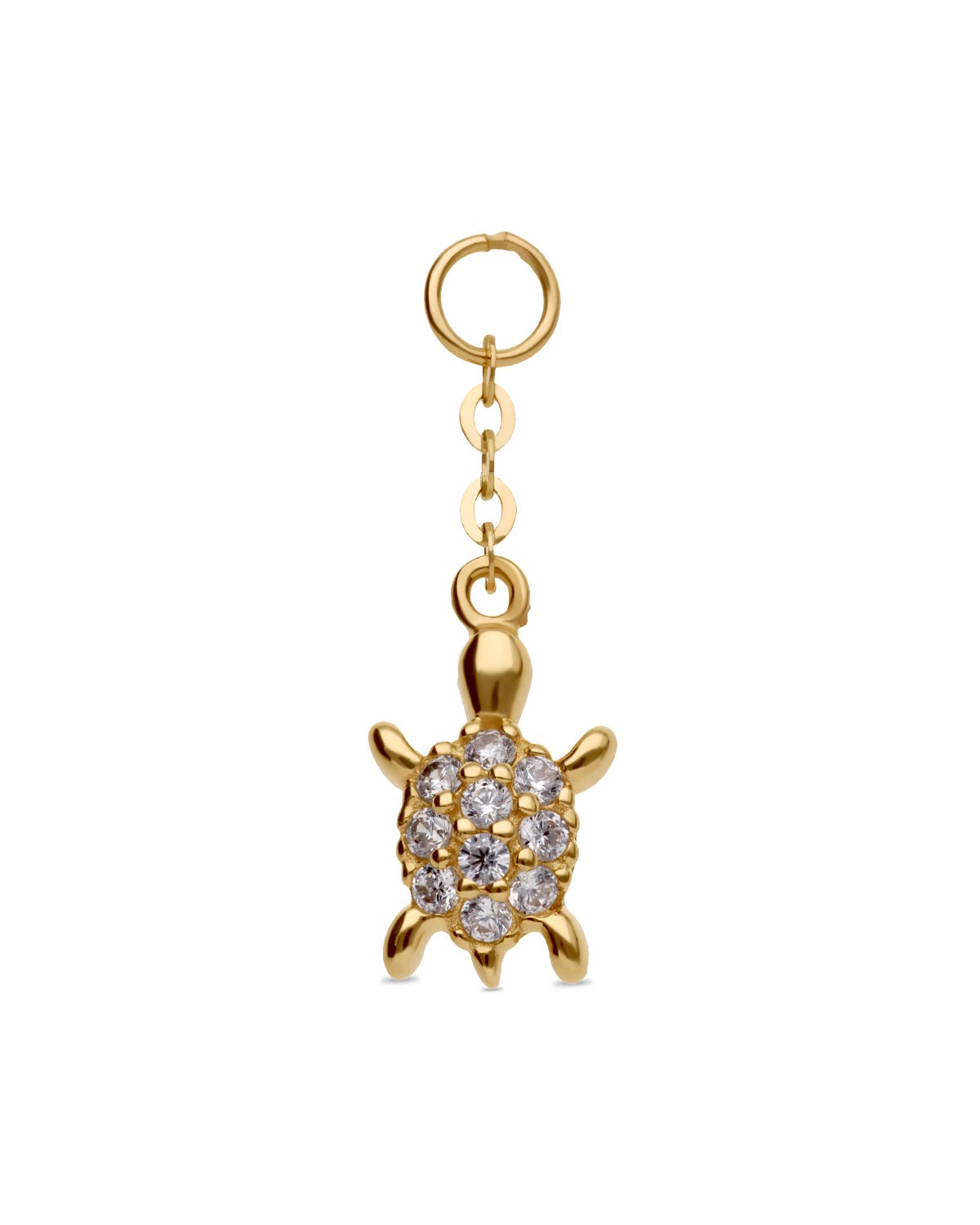 CHARM-15 CHARM EN FORMA DE TORTUGA DE ORO AMARILLO 14K CON ZIRCONIAS