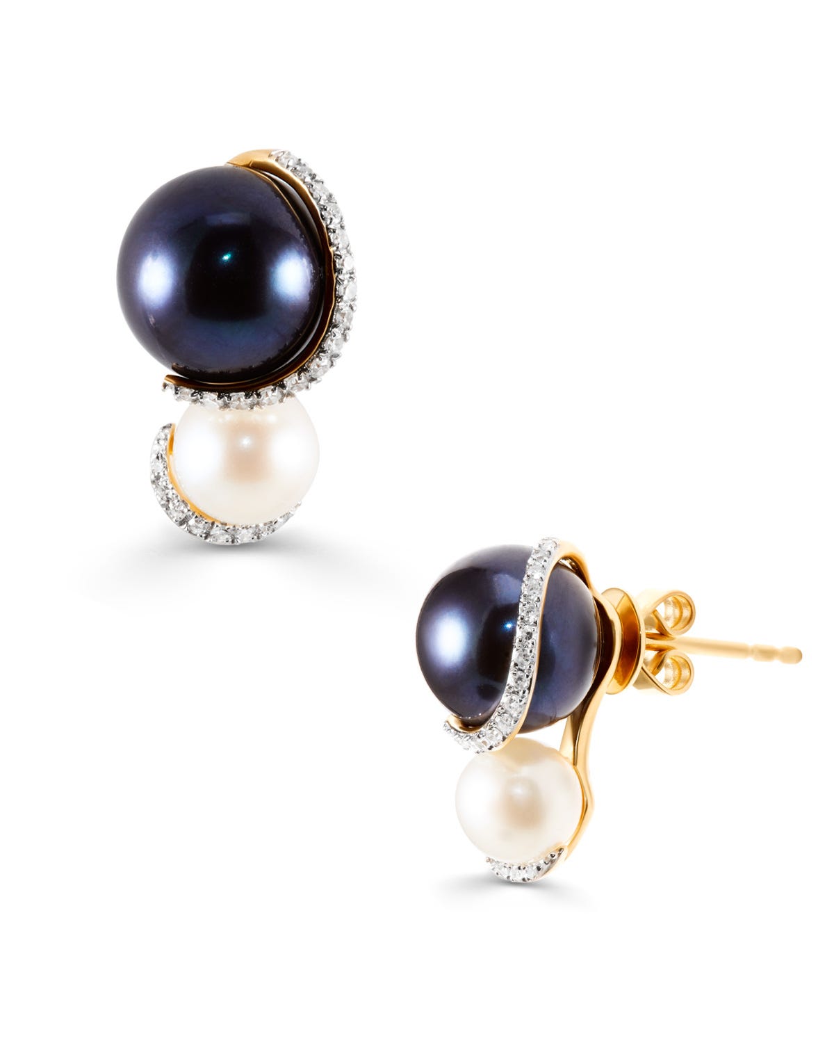 Aretes Oro Amarillo 14K Diamante Perla
