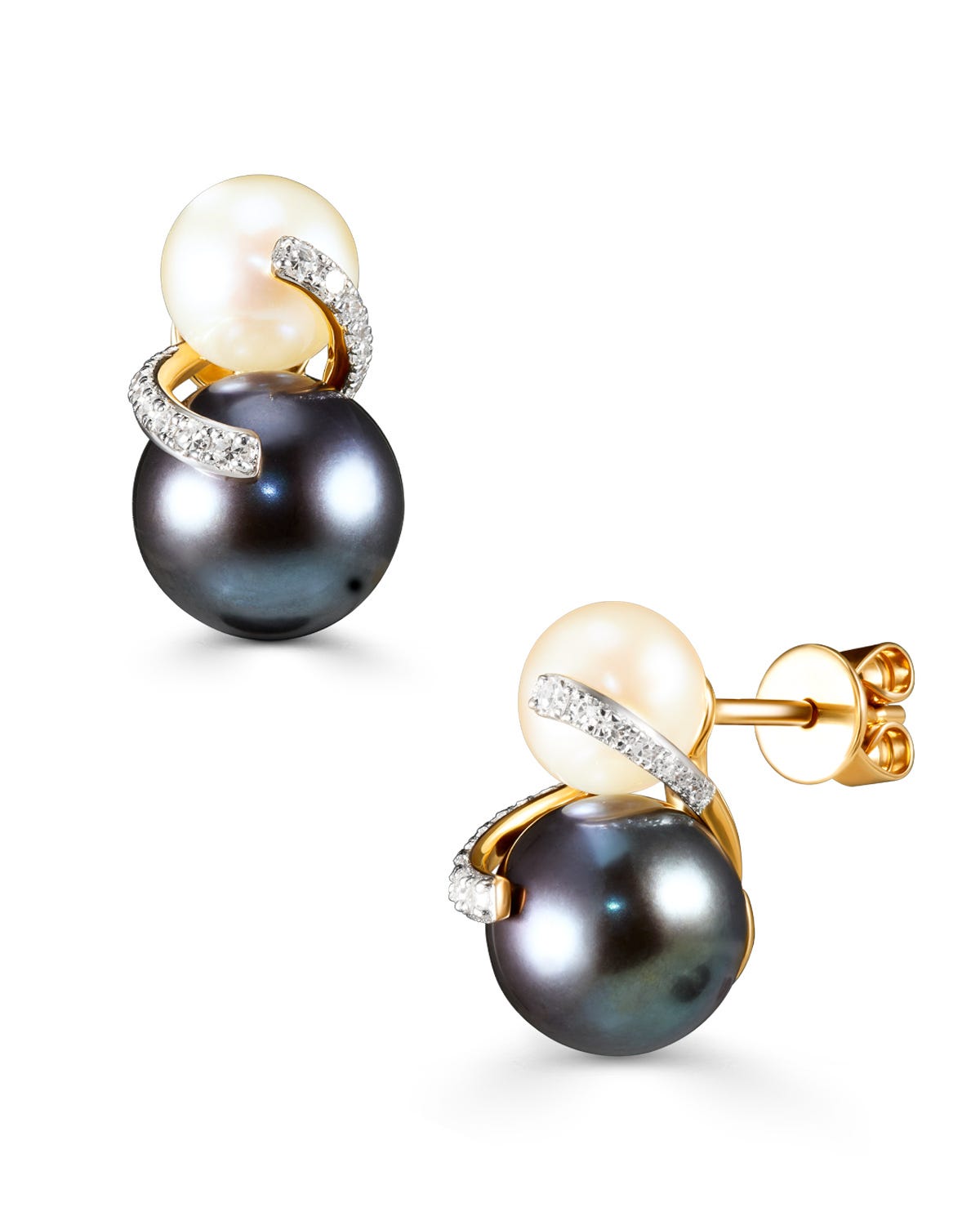Aretes Oro Amarillo 14K 11 Diamante Perla