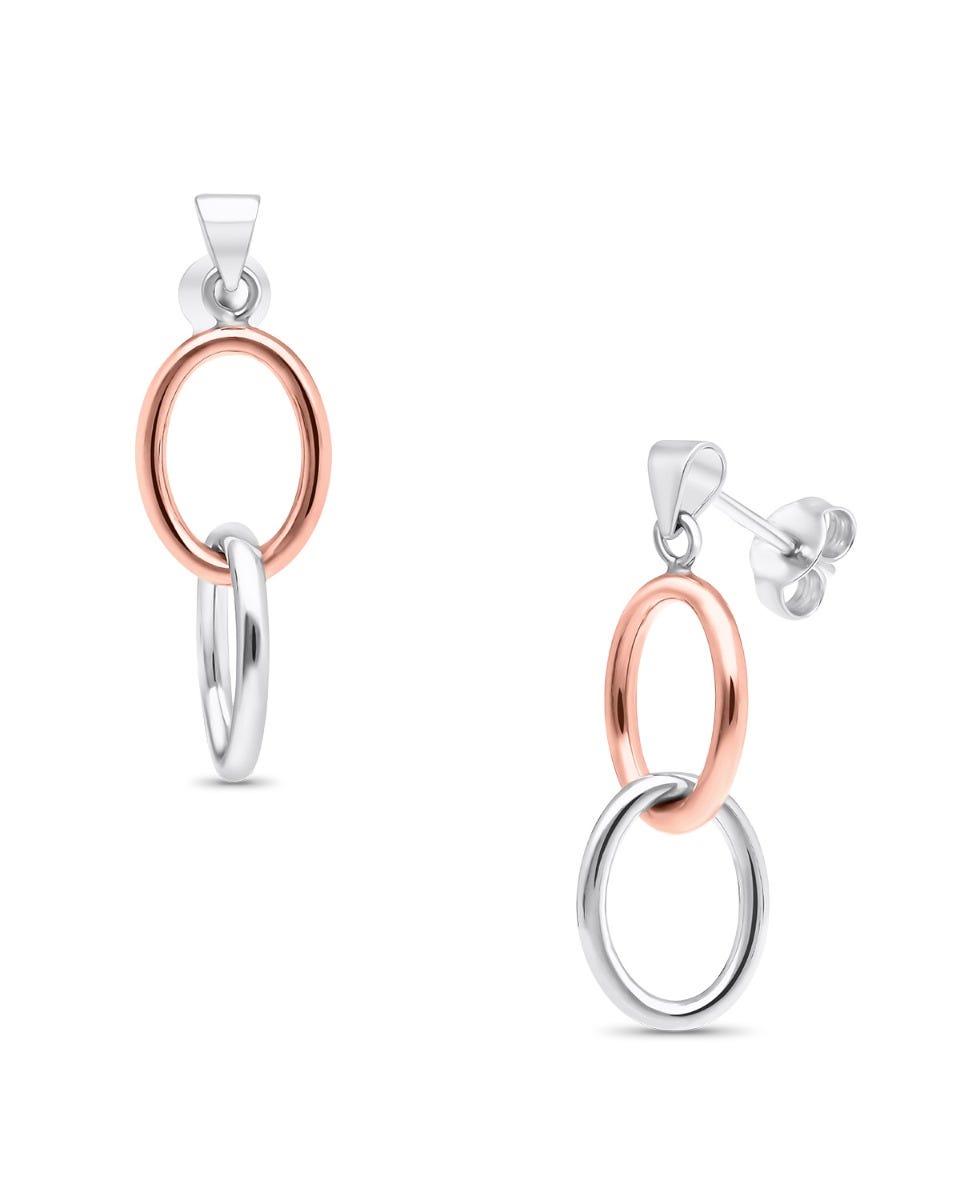 Aretes oro rosa y blanco 14k
