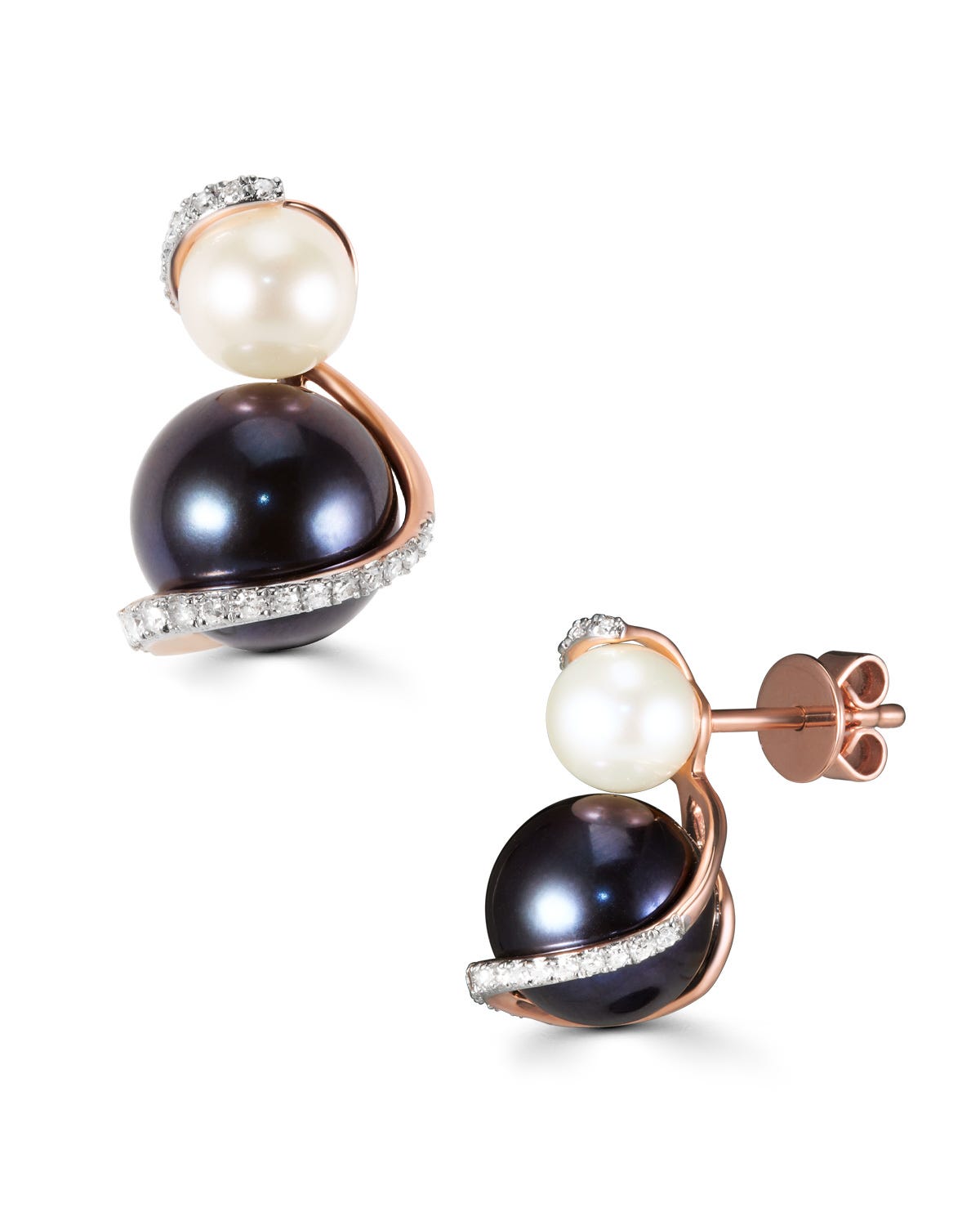 Aretes Oro Rosa 14K 13 Diamante Perla