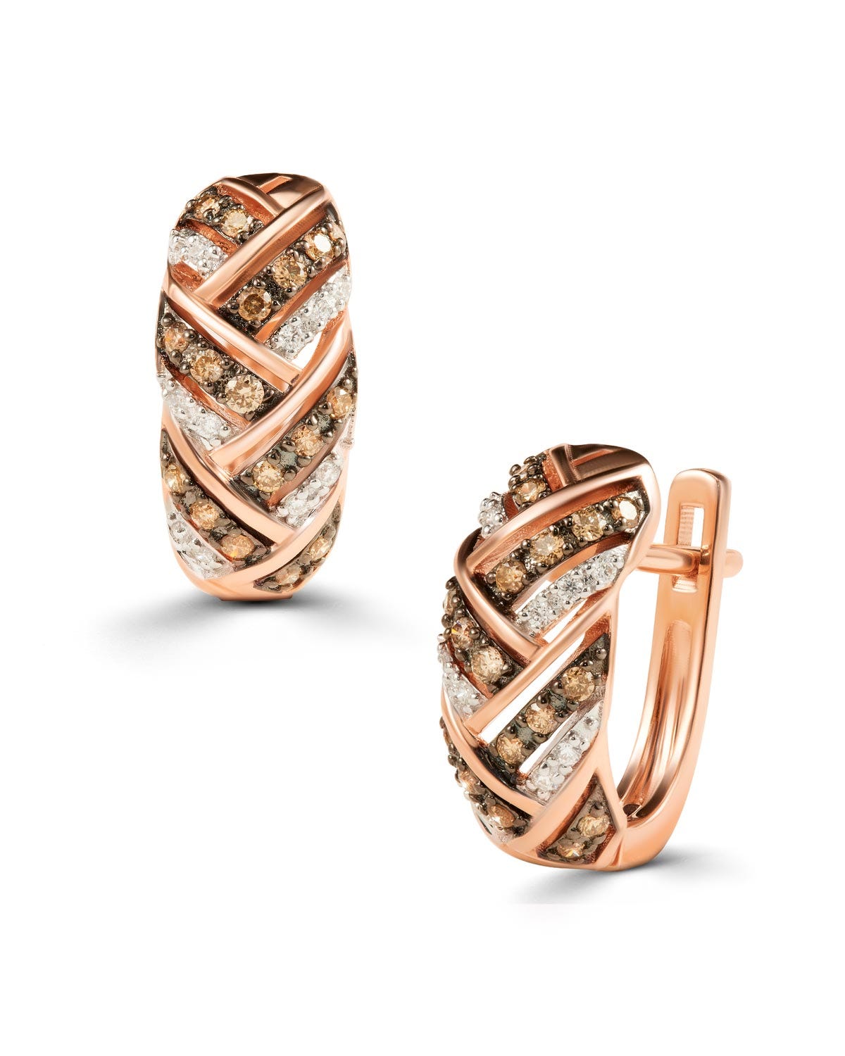 ASP-793-AR Aretes oro rosa 14k diamantes