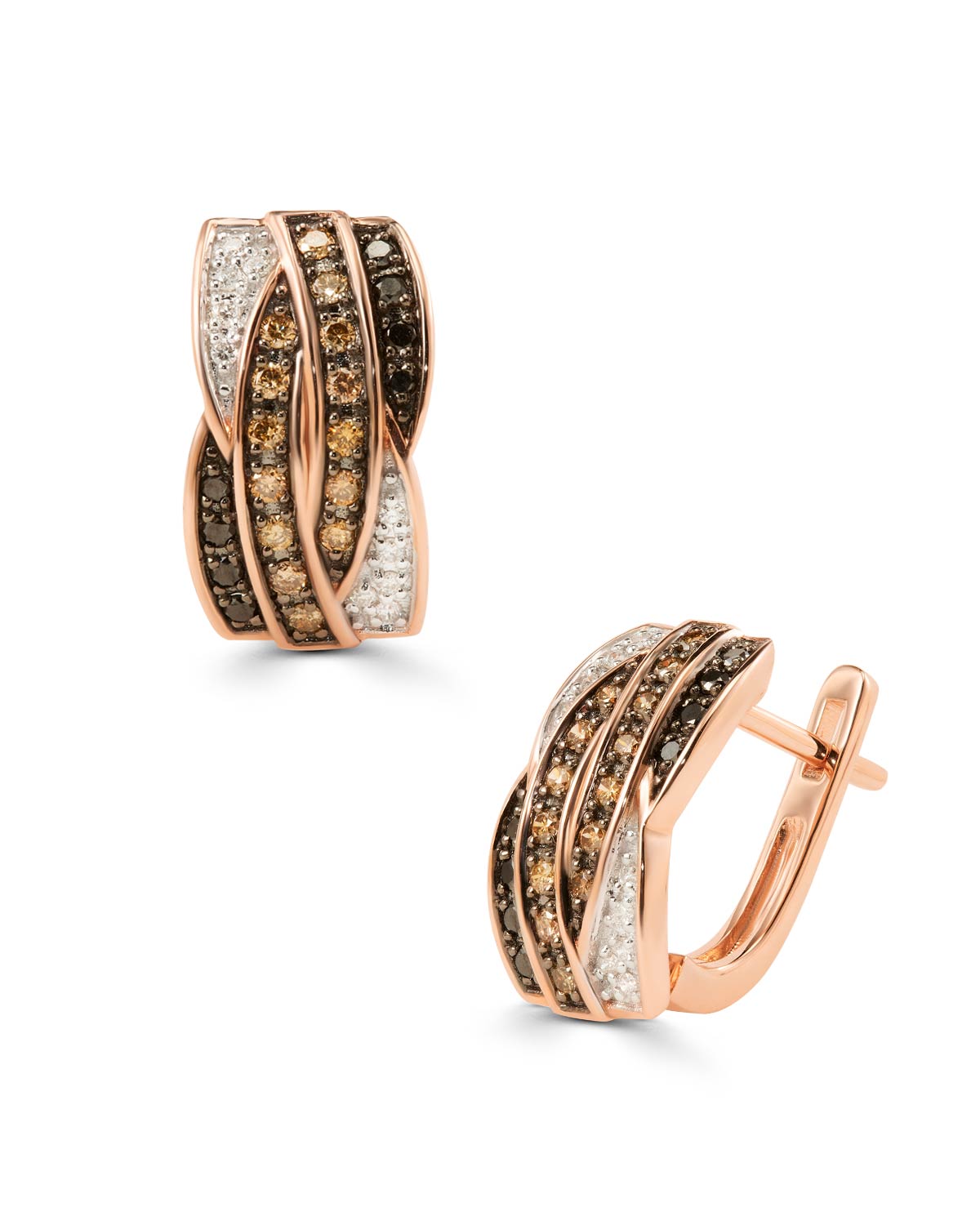 ASP-801-AR Aretes oro rosa 14k diamantes multicolores