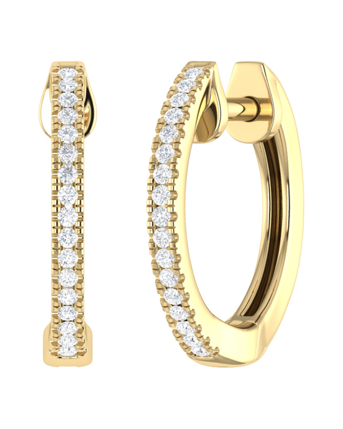 SURAJ-114-A ARRACADAS DE ORO AMARILLO 14K CON 9PTS DE DIAMANTE
