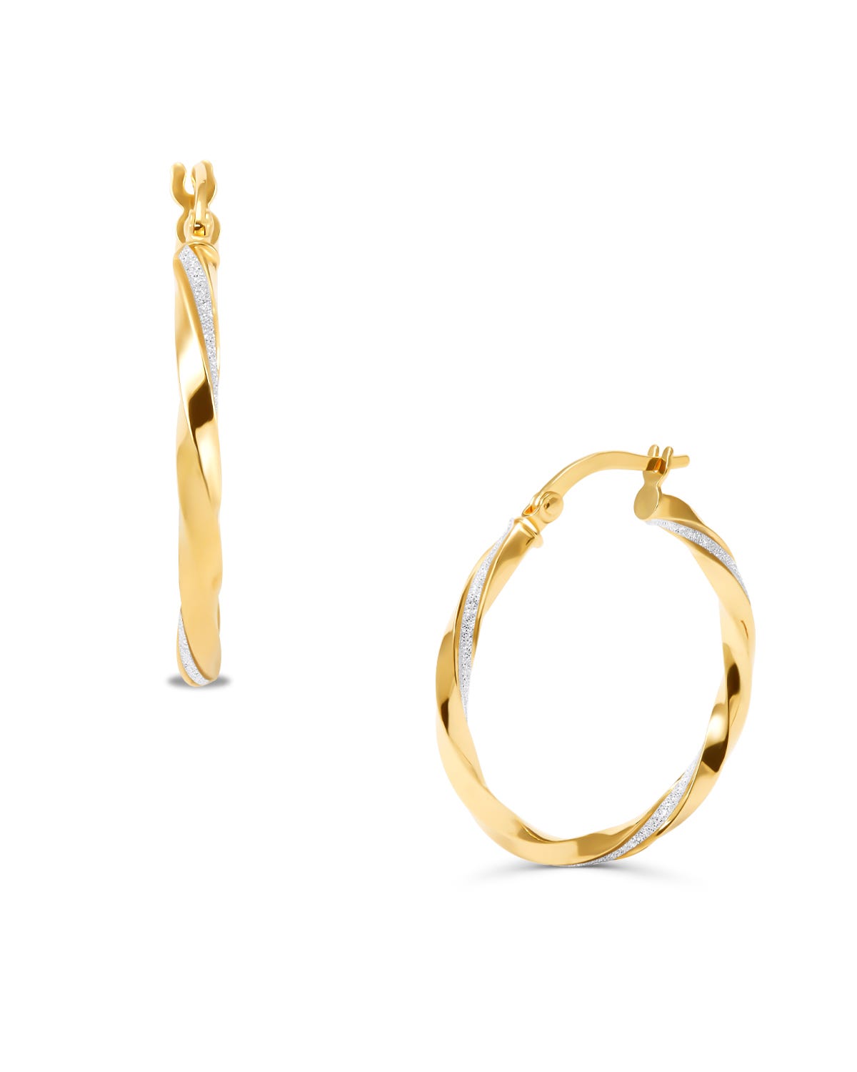 Arracadas de oro amarillo de 14 quilates con polvo de zirconias y estilo clásico y glamuroso. Tamaño: 20 mm.