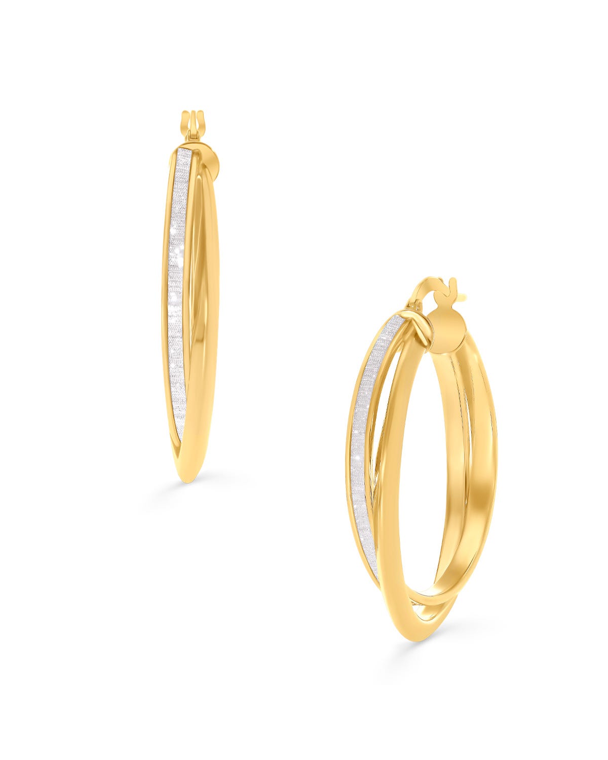 BO-21 ARRACADAS DE ORO AMARILLO 14K CON GLITTER BO-21