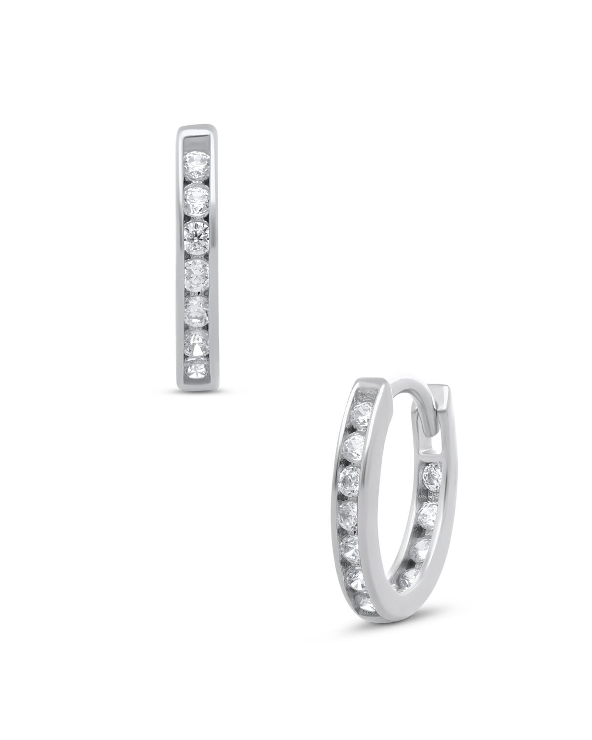 Arracadas de oro blanco 14K con zirconias