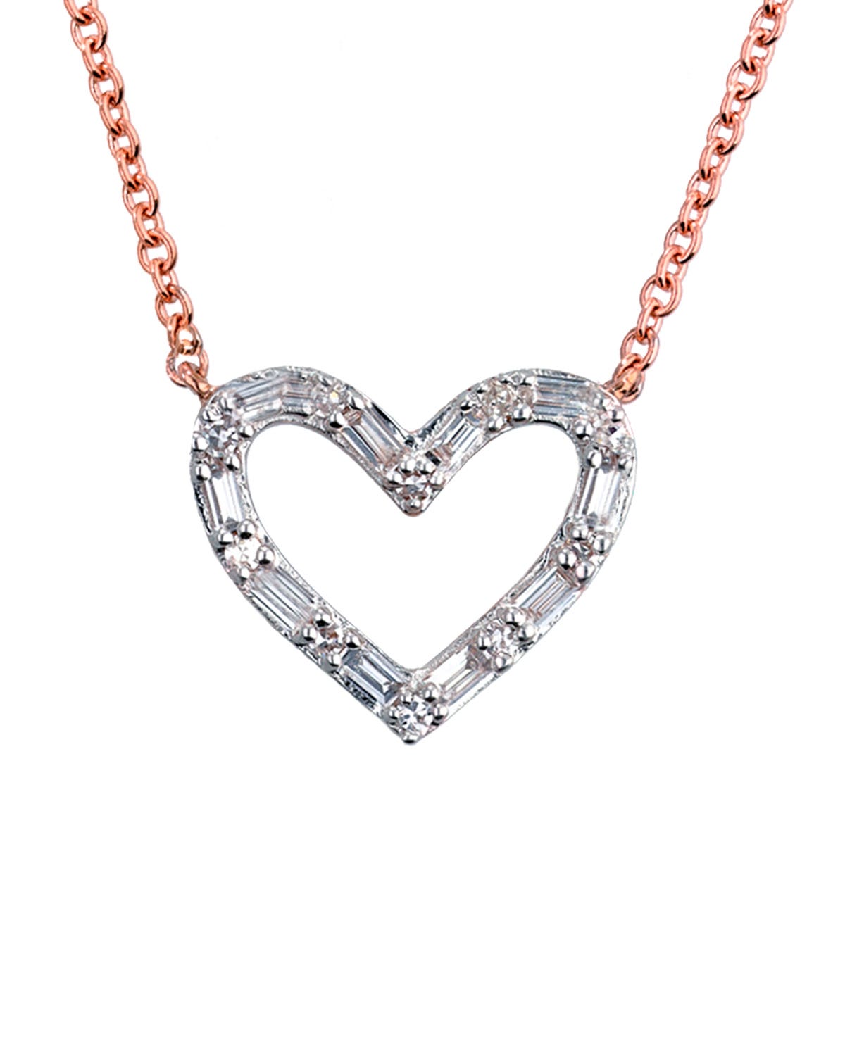 Gargantilla de oro rosa 14K de corazón con 12 puntos de diamante
