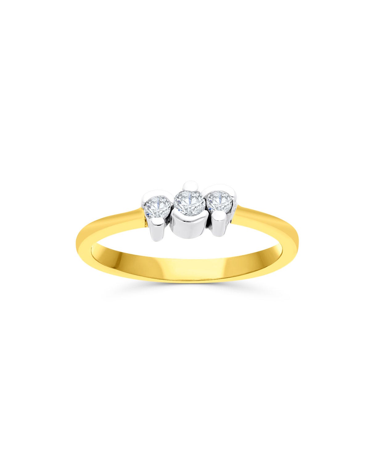 Anillo de compromiso de oro amarillo con detalle en oro blanco y 14 puntos de diamante