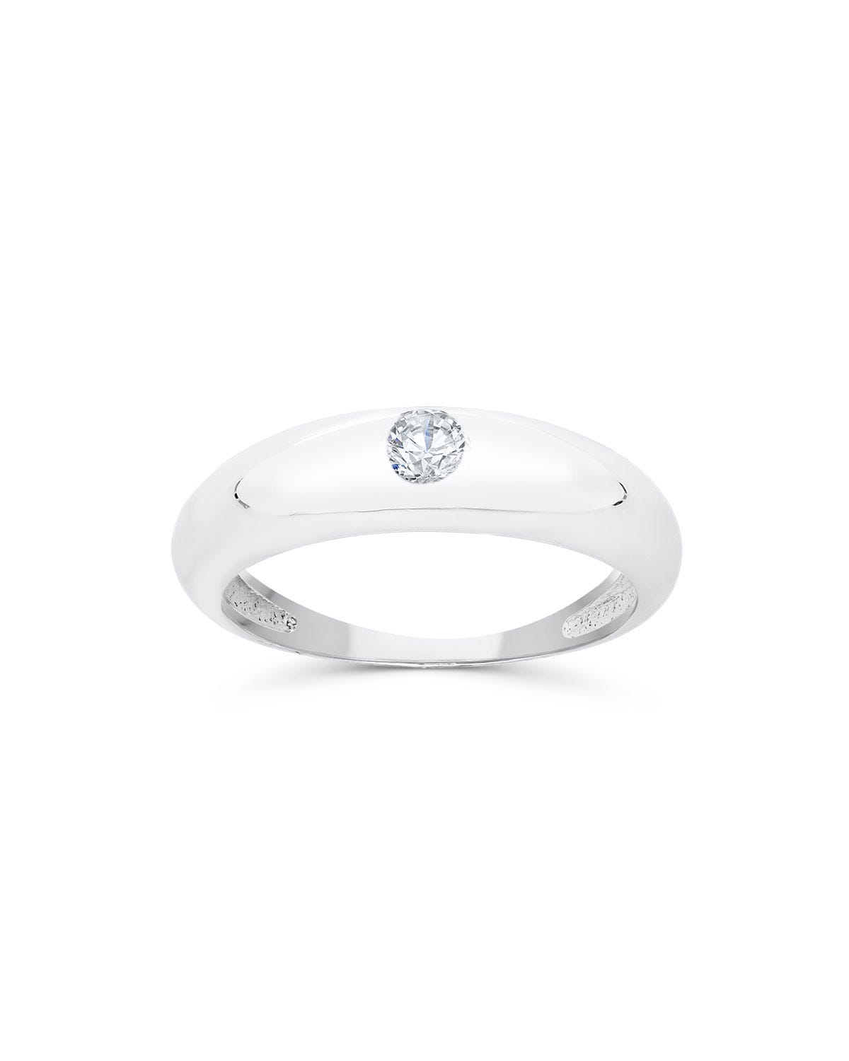 Anillo de oro blanco 14K con 15 puntos de diamante