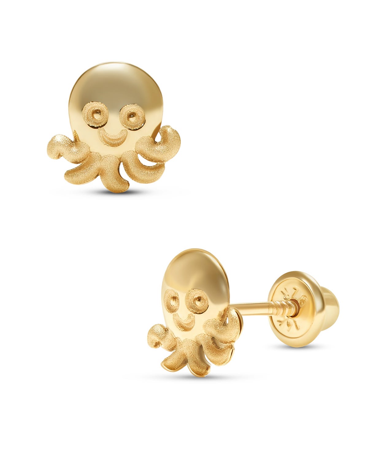 Sumérgete en el misterio del océano con nuestros broqueles de pulpo en oro amarillo 14K. Cada tentáculo y detalle están meticulosamente diseñados para capturar la esencia enigmática
