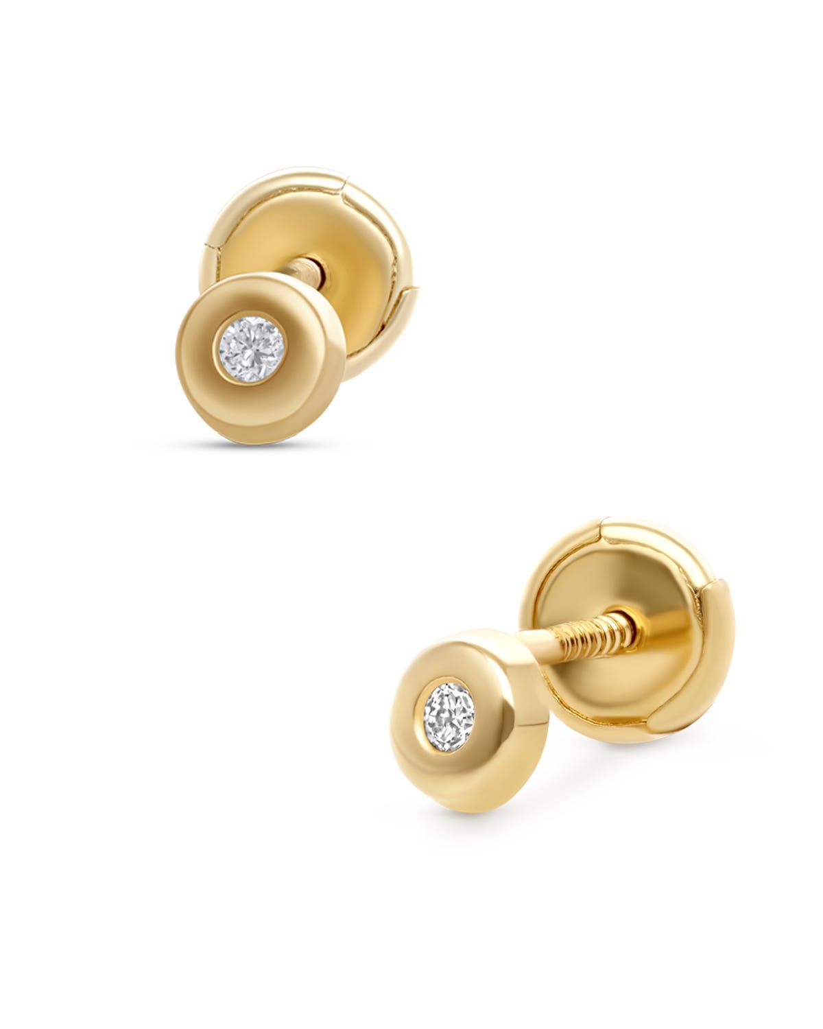 Broqueles oro amarillo 14K 2pts diamante PRB-138-A