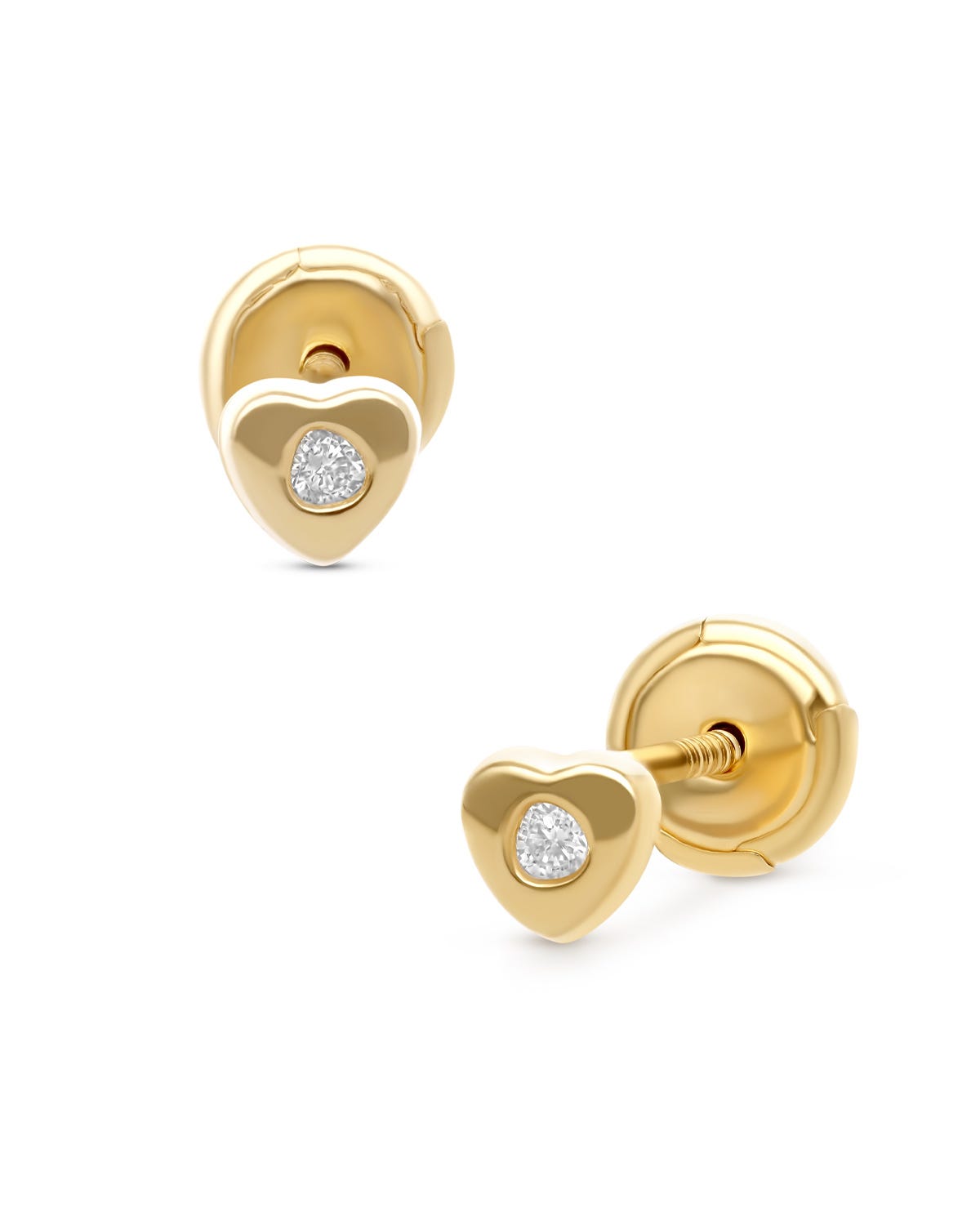 Broqueles corazón oro amarillo 14K 2pts diamante PRB-150-A