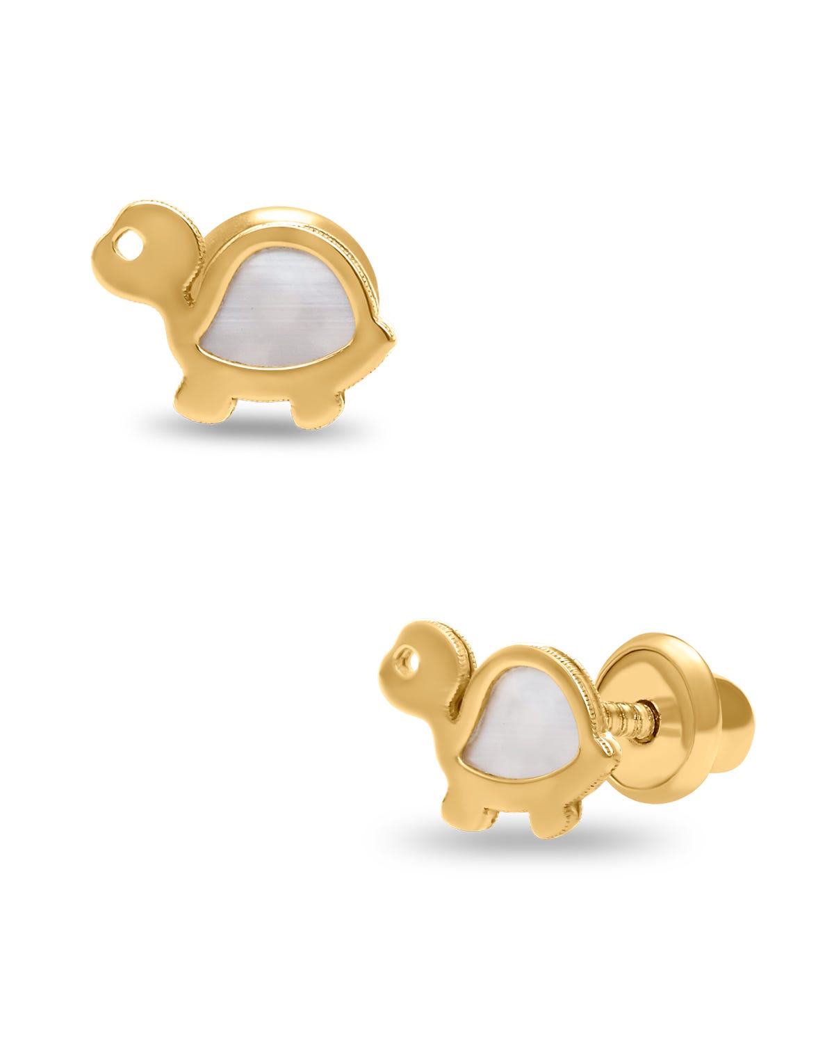 Broqueles de Tortuga en Oro Amarillo 14K con Perla