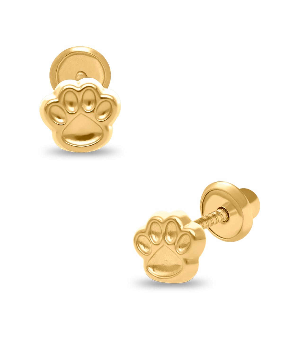 Broqueles de Huellita en Oro Amarillo 14K