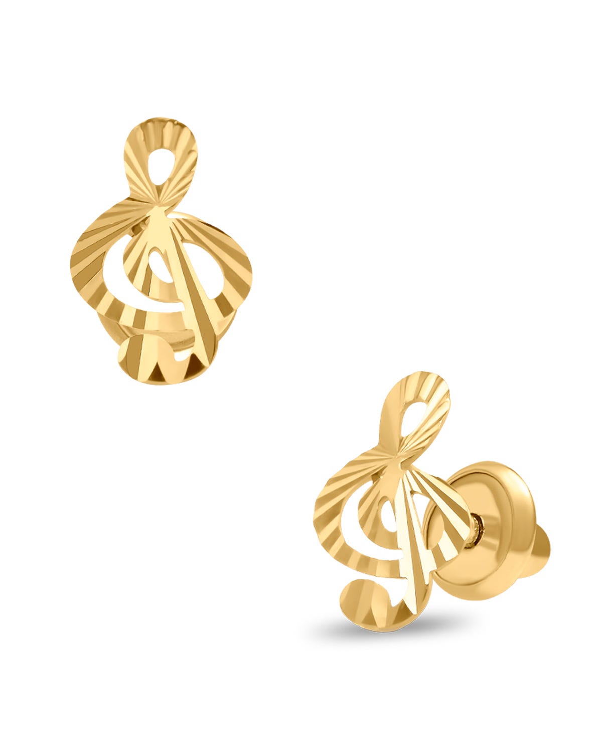 Broqueles Nota Musical en Oro Amarillo 14K