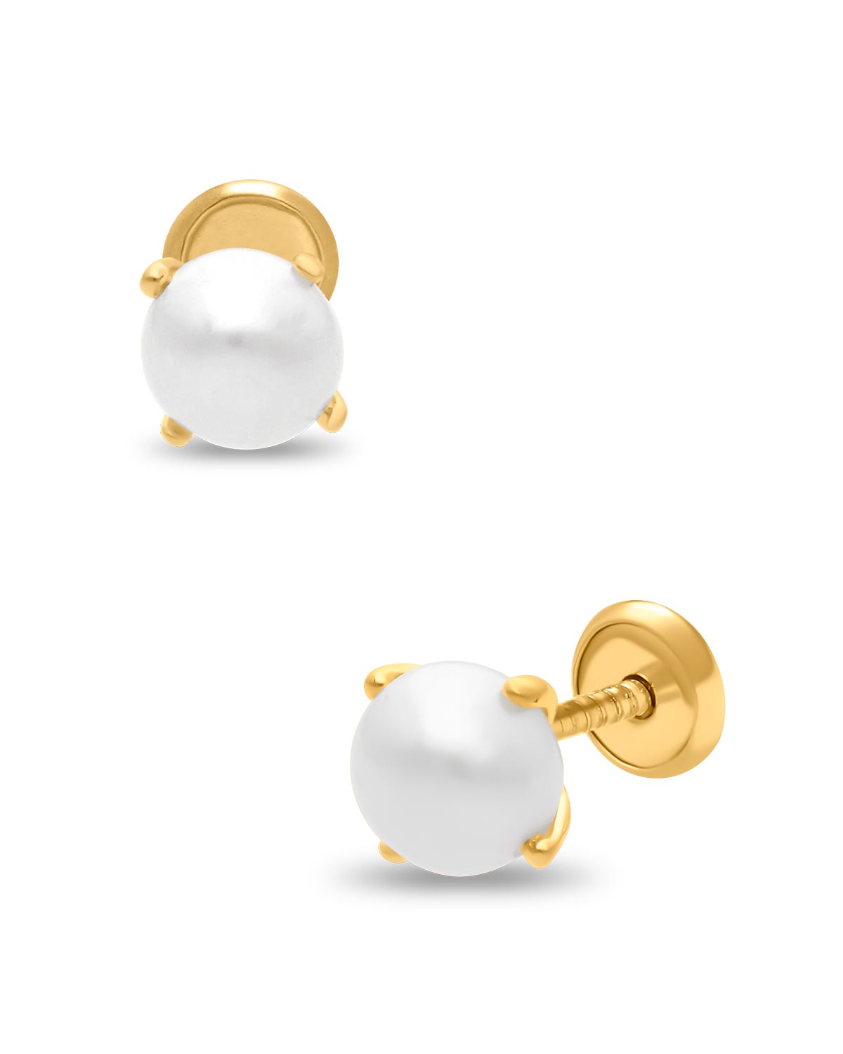 Broqueles de Oro Amarillo 14K con Perla
