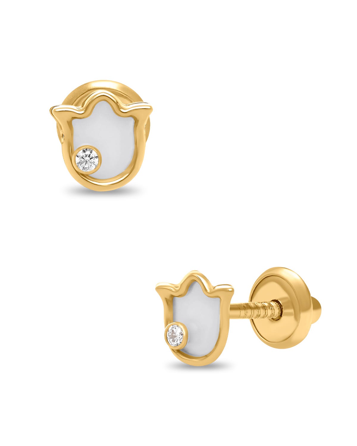 Broqueles de Tulipán en Oro Amarillo 14K con Perla