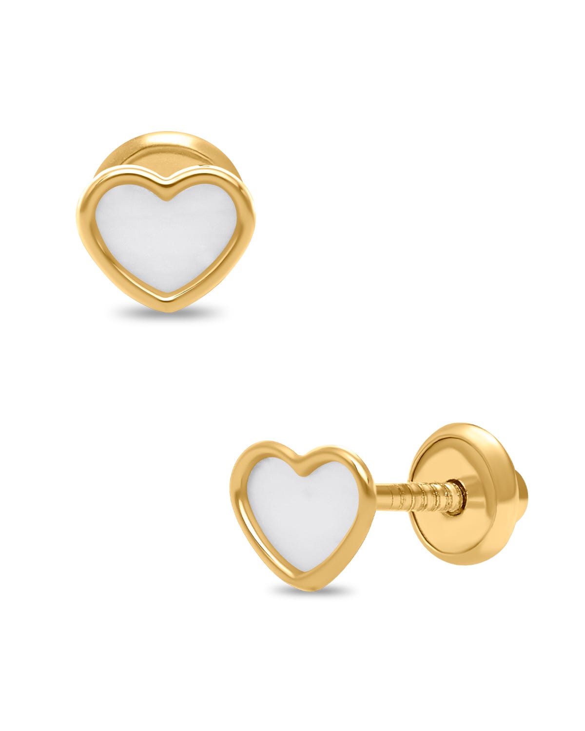 Broqueles de Corazón en Oro Amarillo 14K con Perla
