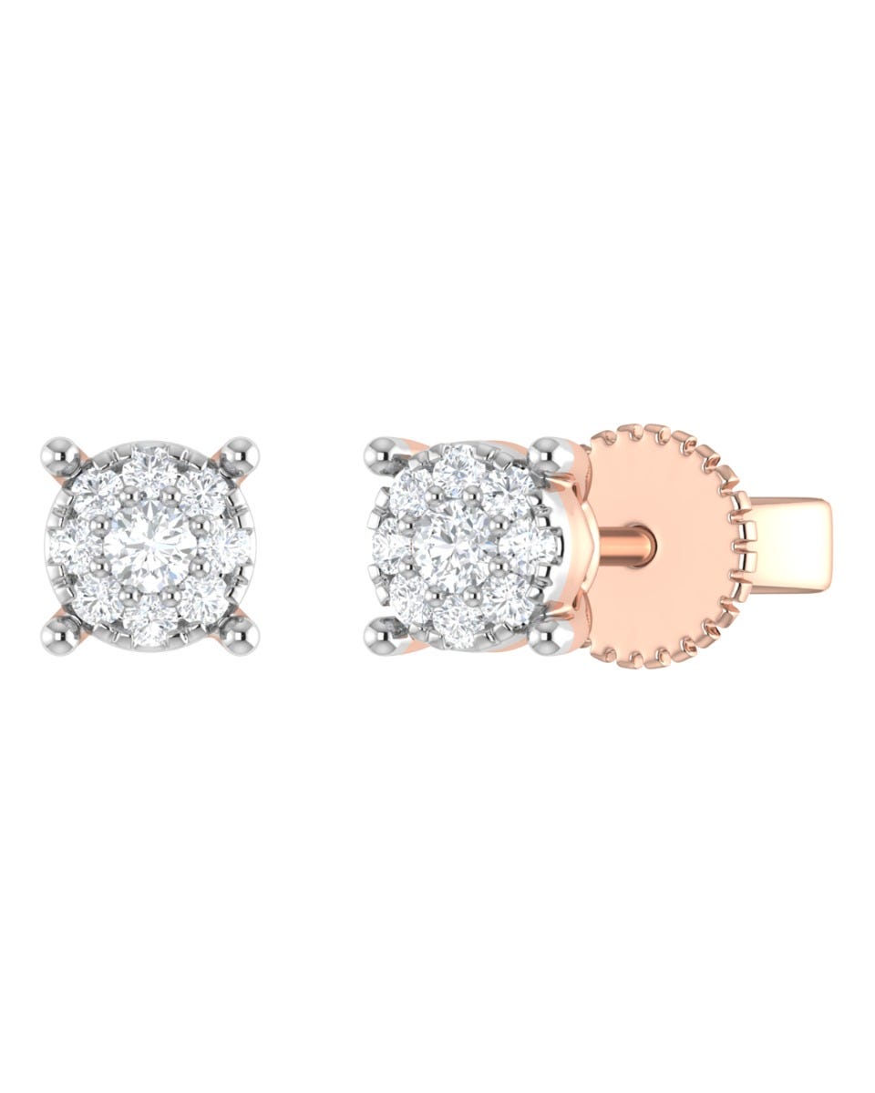 SURAJ-4-A BROQUELES DE ORO ROSA 14K CON 14PTS DE DIAMANTE (SI3) (I1)
