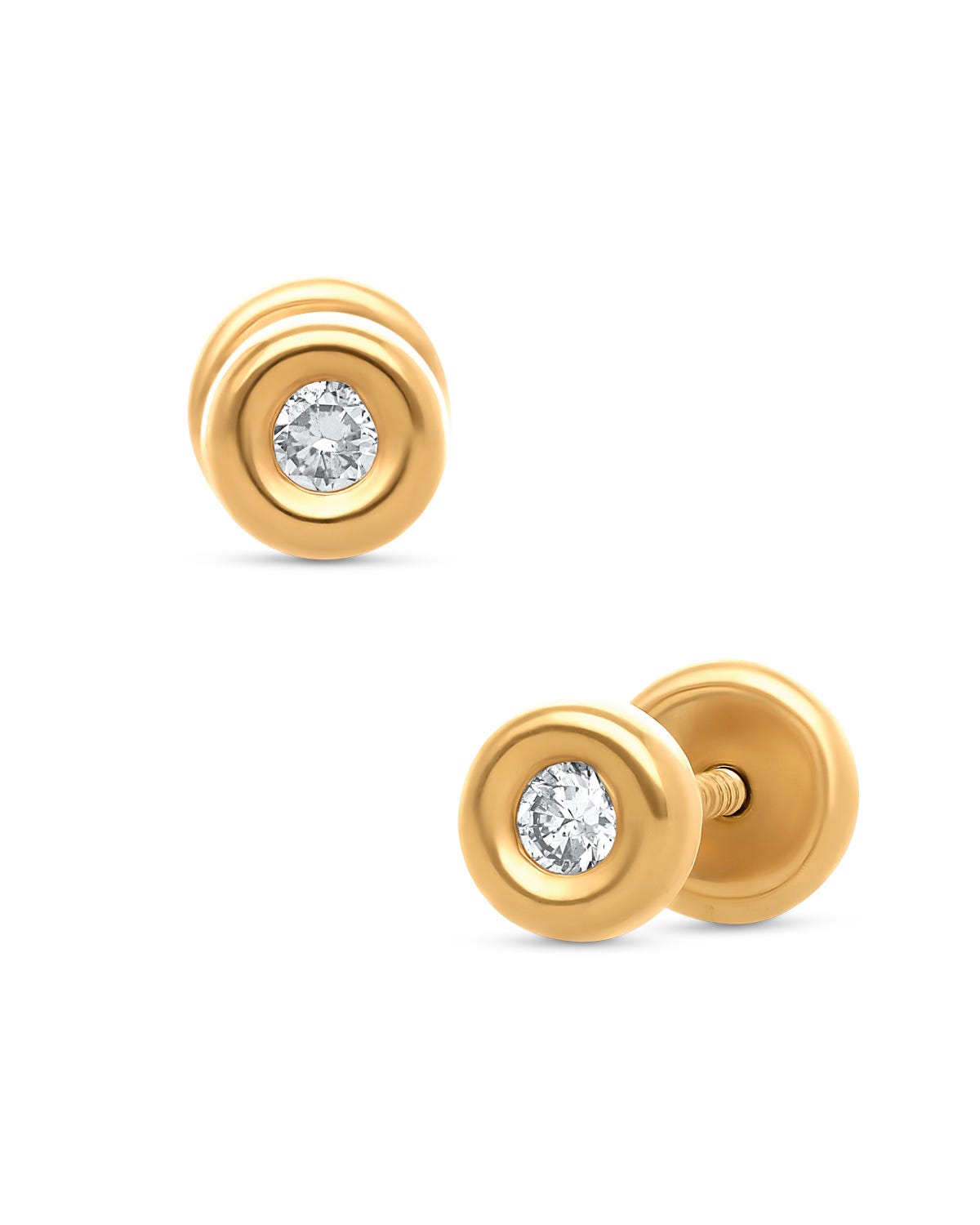 Broqueles de oro amarillo 14k con 2pts de diamante PRB-158-A