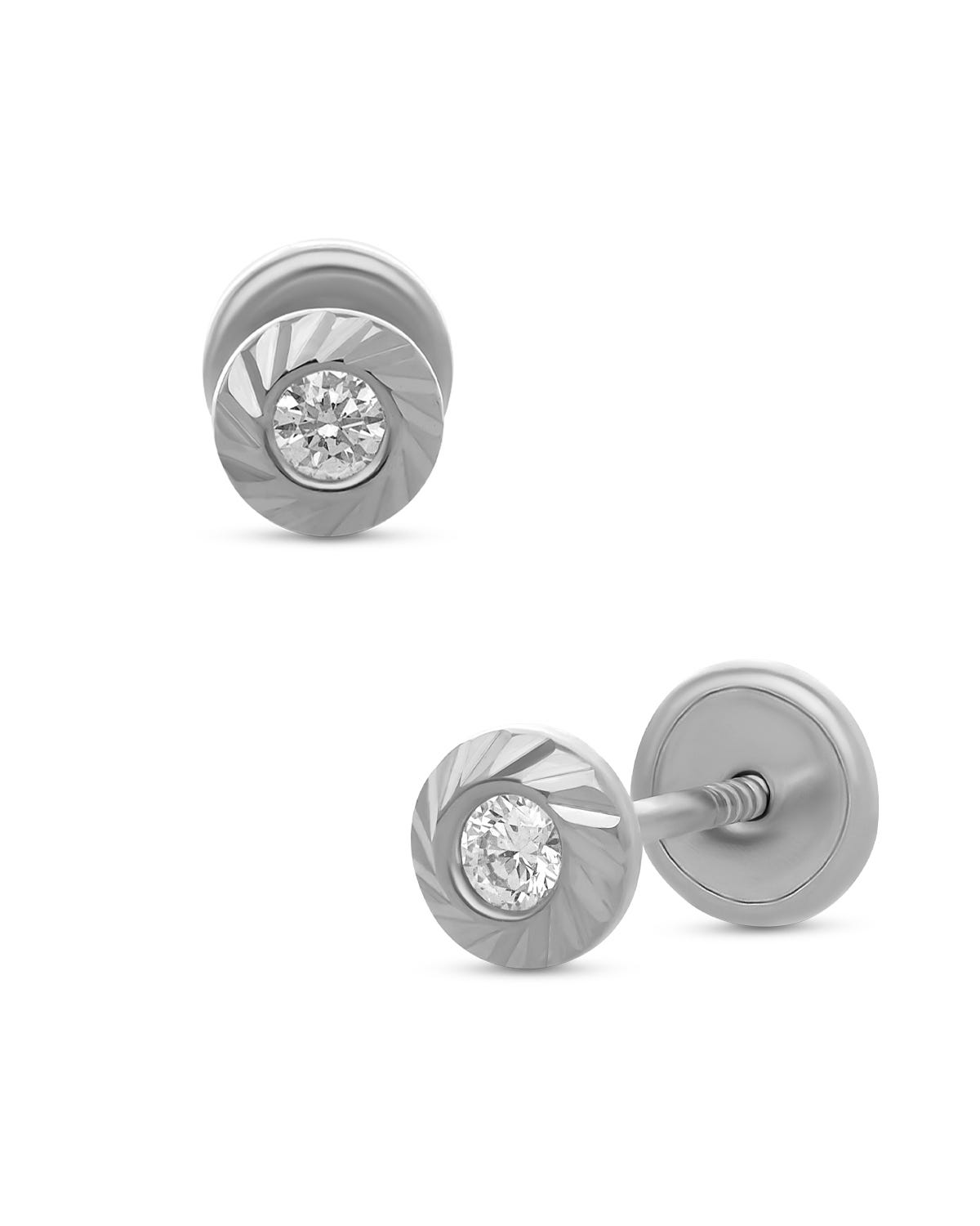 Broqueles de oro blanco 14k con 2pts de diamante PRB-134-A