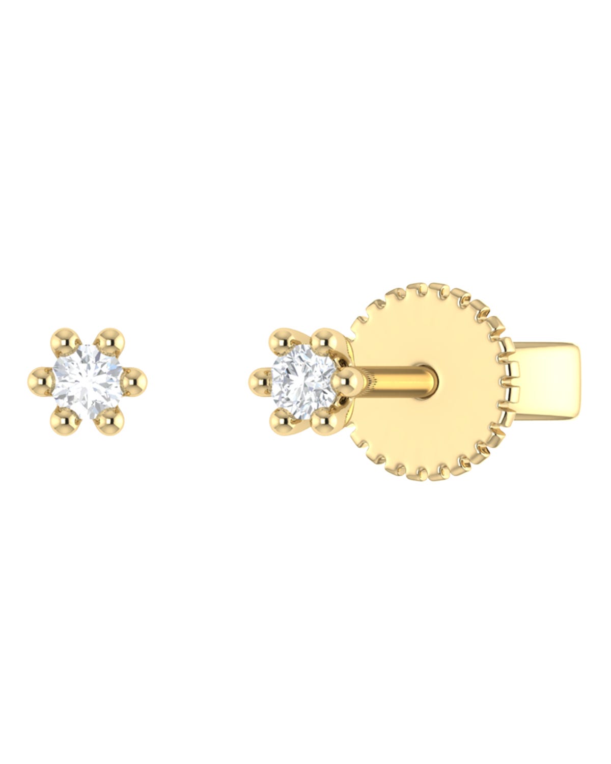 SUR-419-BROQ BROQUELES DE ORO AMARILLO 14K CON 5PTS DE DIAMANTE