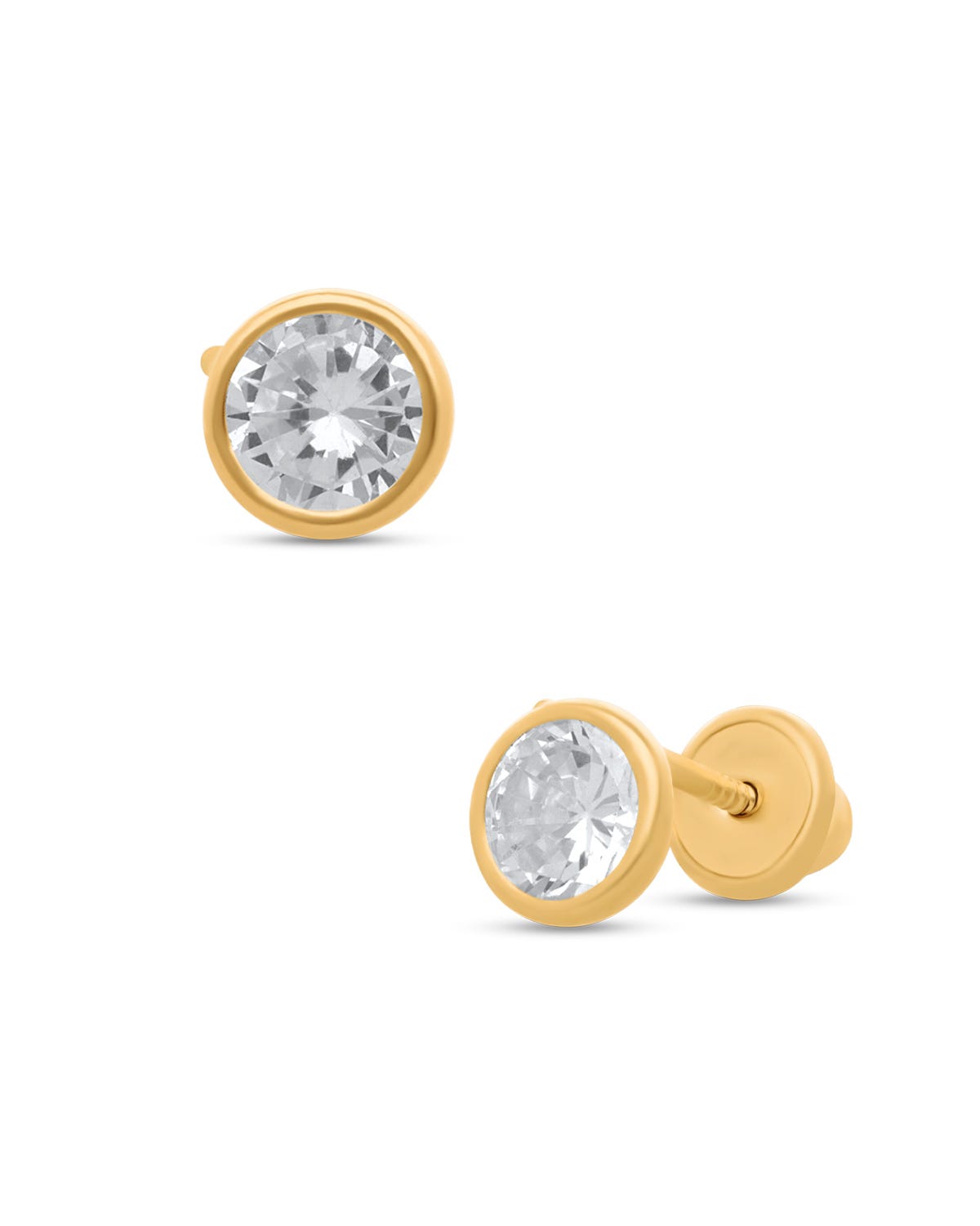 Broqueles de oro amarillo 14K con zirconias (5 mm aprox)