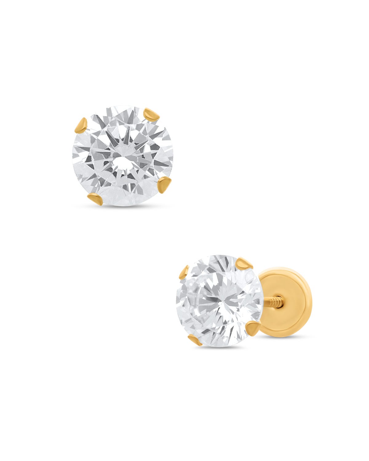 Broqueles de oro amarillo 14K con zirconias
