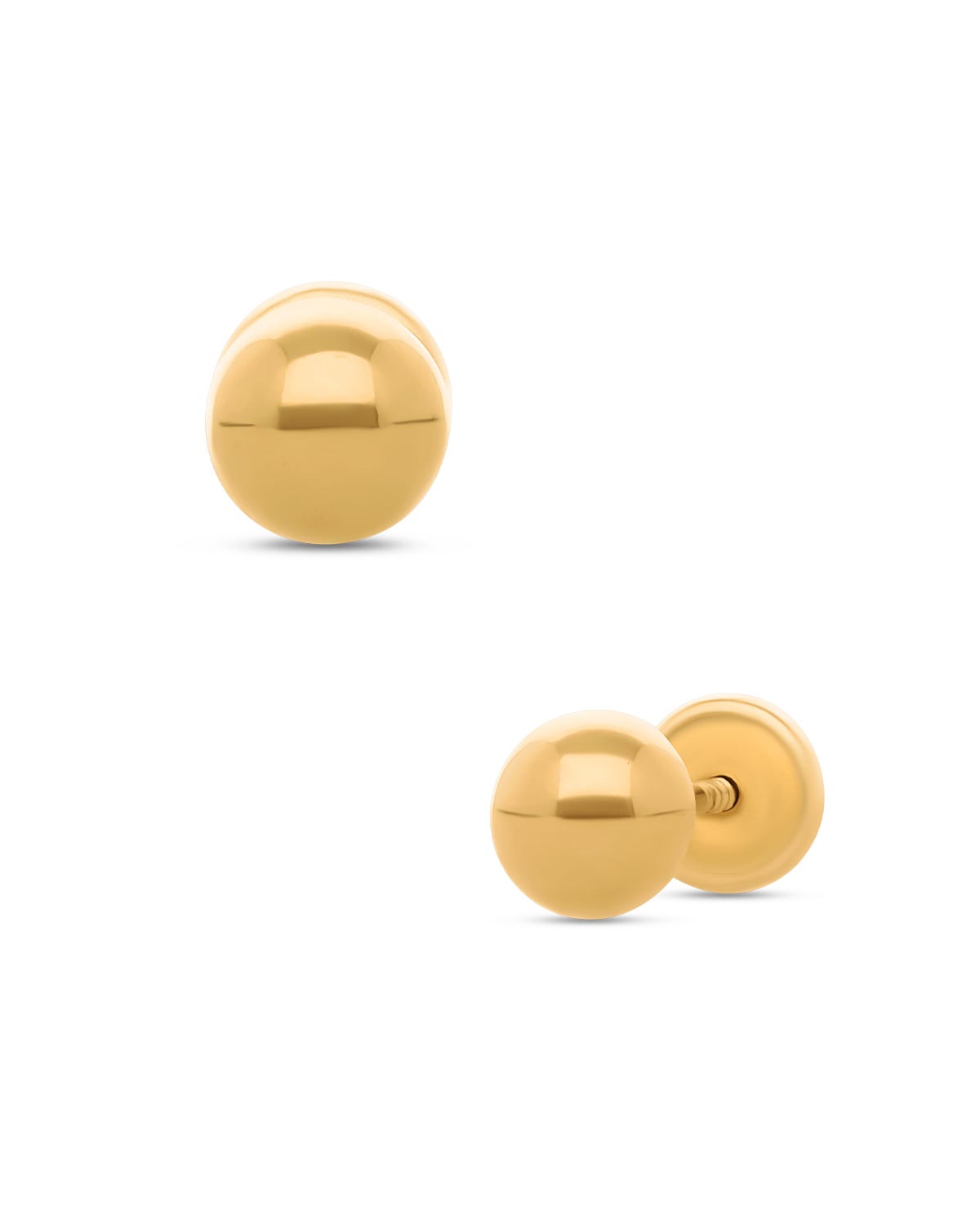 Broqueles en forma de media bola en oro amarillo de 14K
