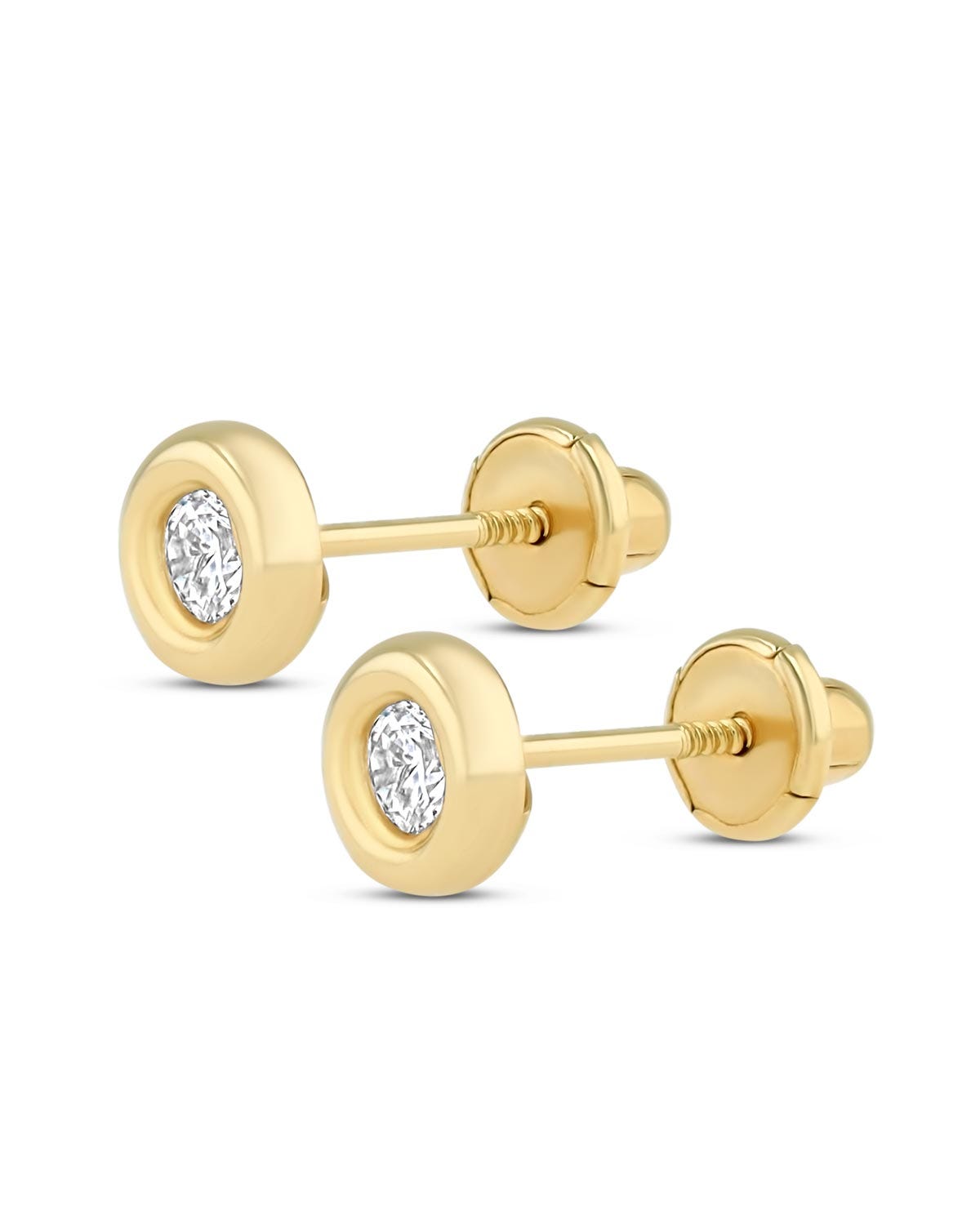 Broqueles de oro amarillo 14K con zirconias