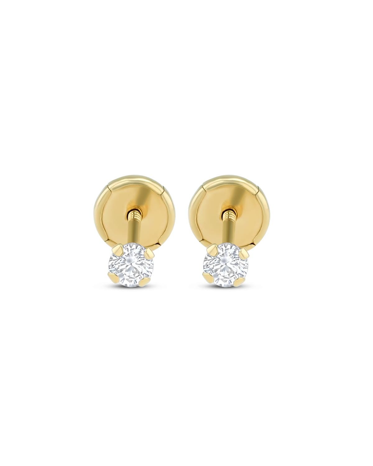 Broqueles de oro amarillo 14K con zirconias
