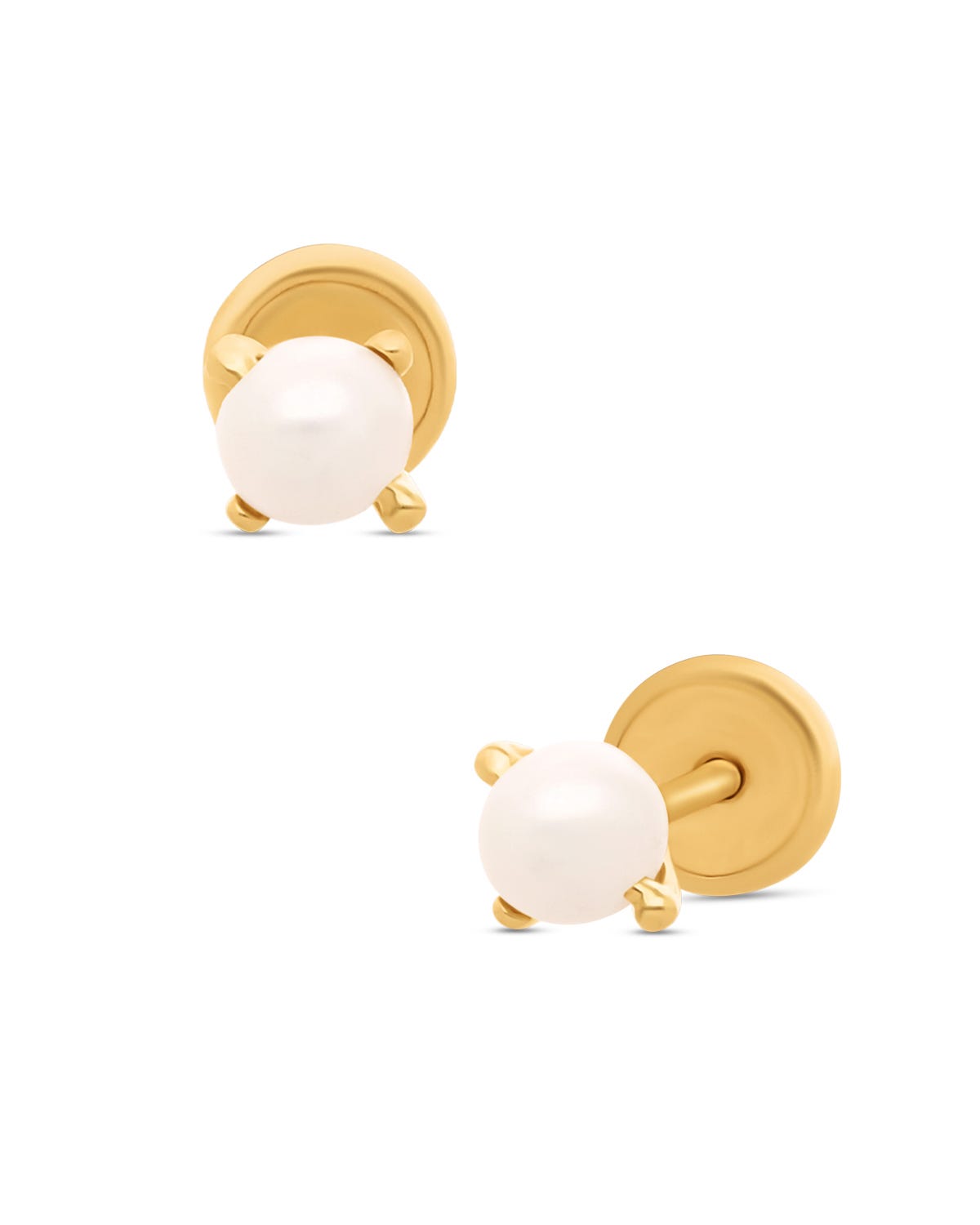Broqueles de oro amarillo 14k con perla (3 mm)