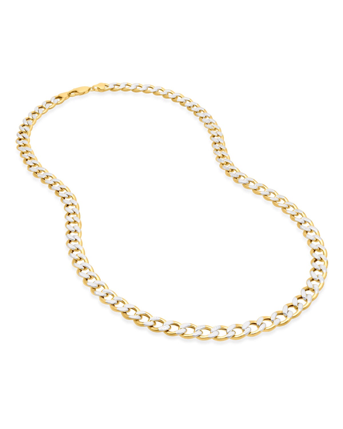 Cadena de Oro Amarillo con Platinado 14K 60CM 7.55MM 1X1
