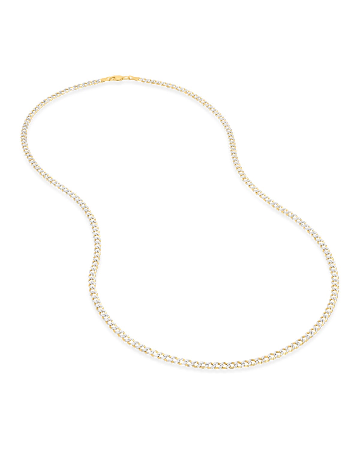 Cadena de Oro Amarillo 14K 55CM 3.05MM 1X1 Con Platinado