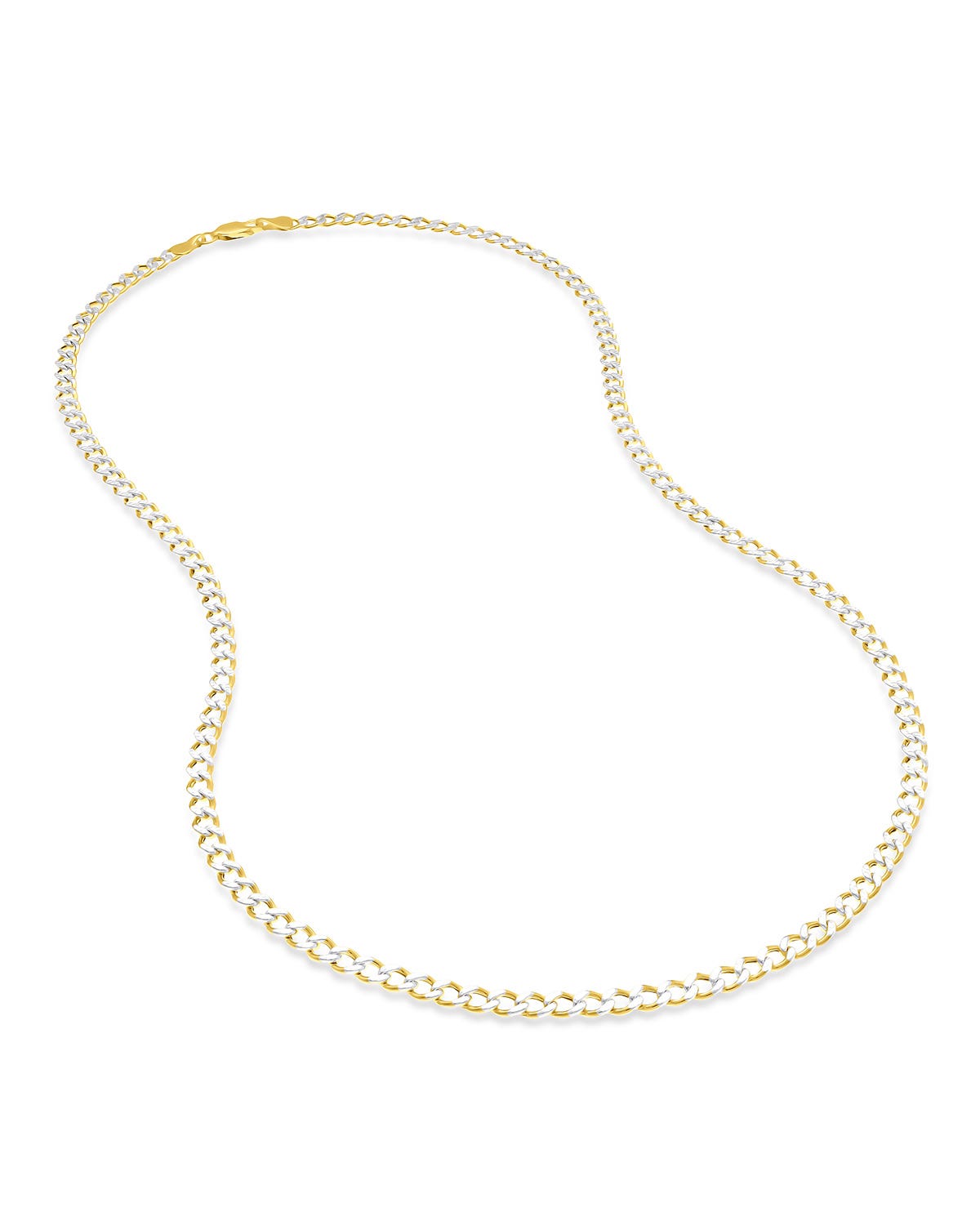 Cadena Oro Amarillo 14K 55cm 3.8mm 1x1 con Platinado